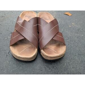 Bellini Sport Womens Brown Leather Sandals Sz 7 Strappy Slip On Minimalist